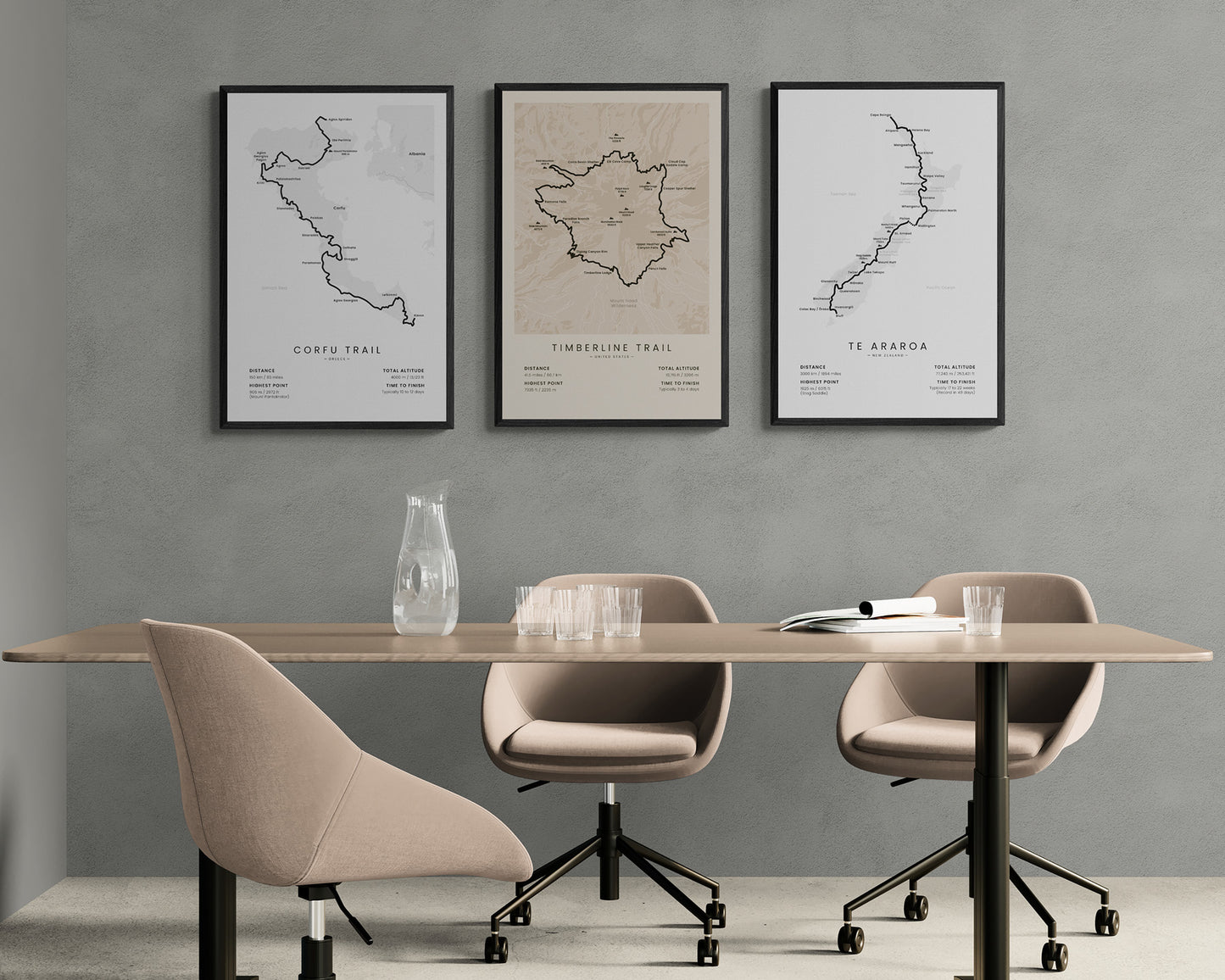 Corfu Trail (Kerkyra Island) Route Wall Decor in Modern Interior Decor