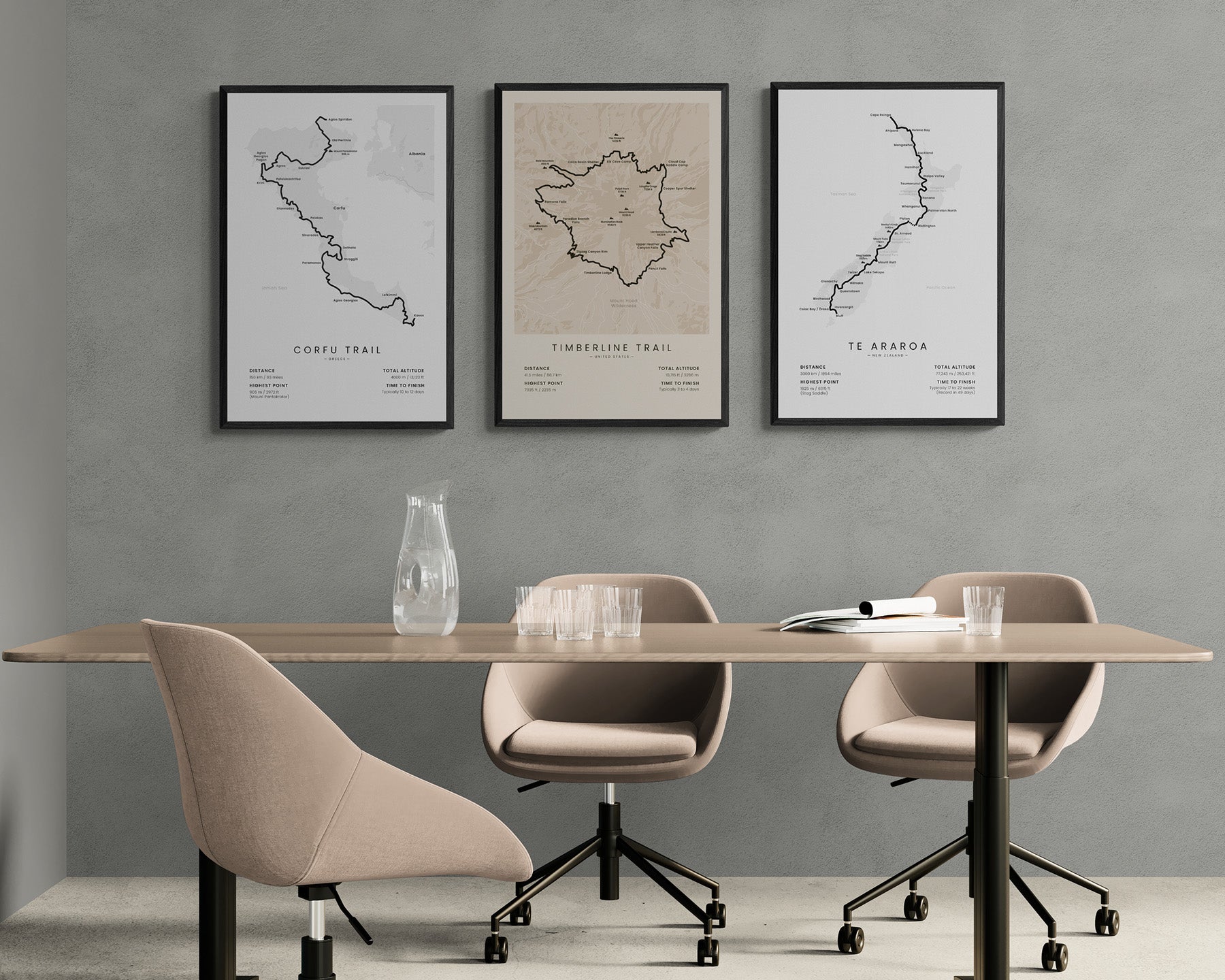 Corfu Trail (Kerkyra Island) Route Wall Decor in Modern Interior Decor