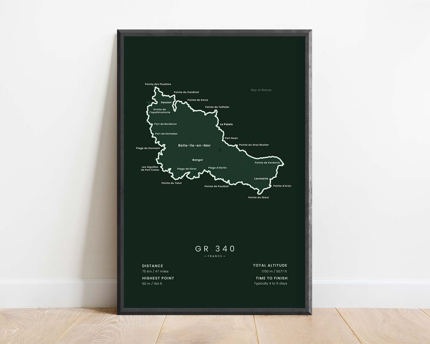 Tour de Belle-Île-en-Mer (France) Track Poster with Green Background