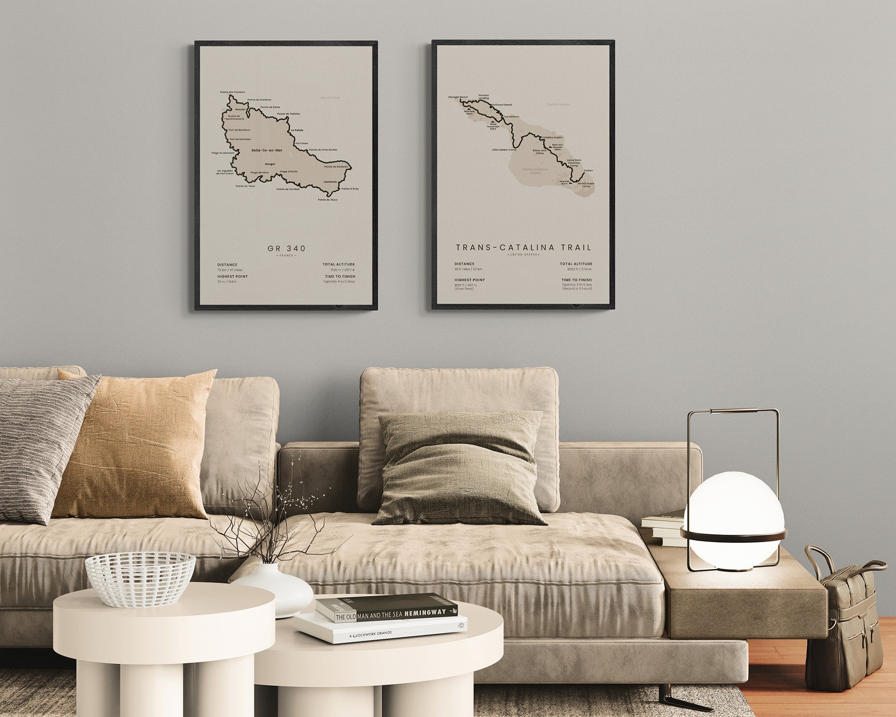 Belle-Ile-en-Mer Loop (Morbihan) Route Wall Art in Modern Interior Decor