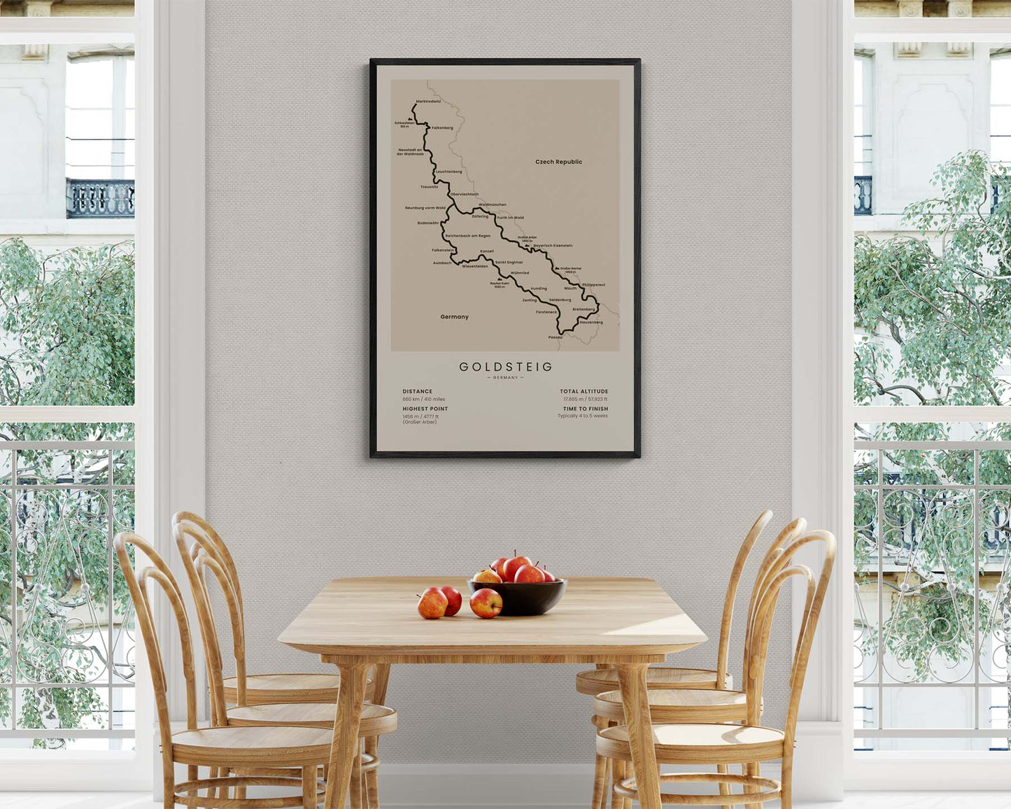 Goldsteig Trail (Bavarian Forest National Park) trail poster in minimal room decor