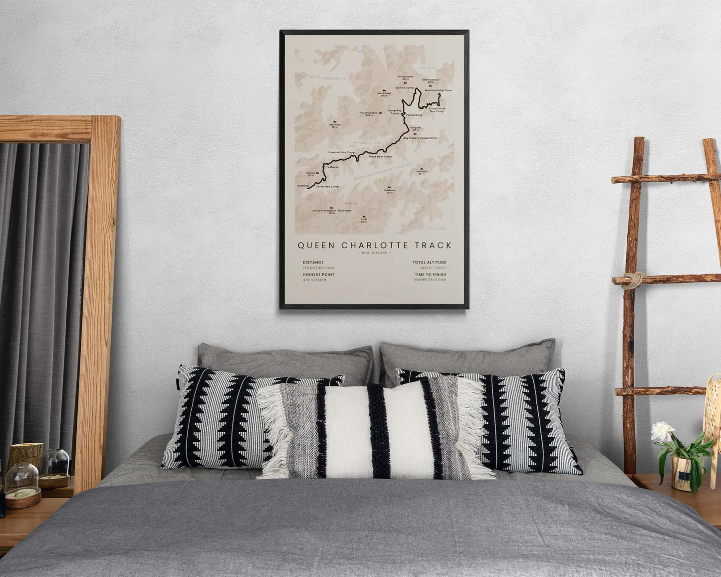 Queen Charlotte Track (Kenepuru Sound, Queen Charlotte Sound, Marlborough Sounds, Anakiwa, New Zealand) Hike Wall Art in Minimal Room Decor