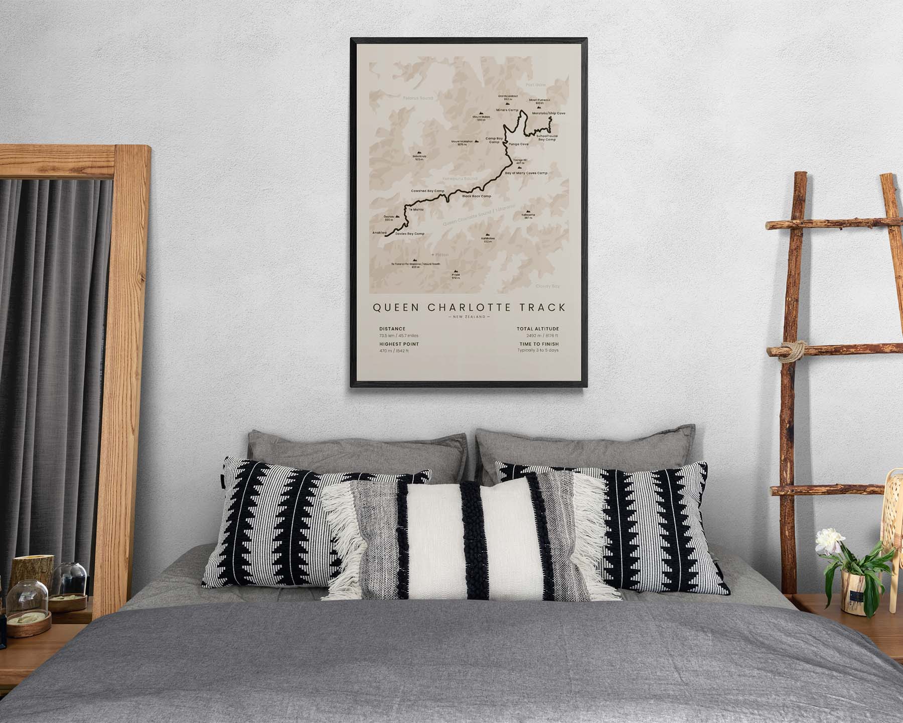 Queen Charlotte Track (Kenepuru Sound, Queen Charlotte Sound, Marlborough Sounds, Anakiwa, New Zealand) Hike Wall Art in Minimal Room Decor