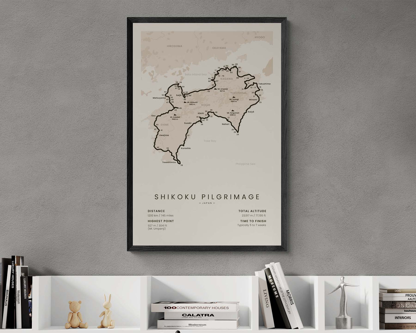 Shikoku Pilgrimage (Japan, Shikoku Henro, Kūkai, Shikoku Island) Thru Hike Wall Art in Minimal Room Decor