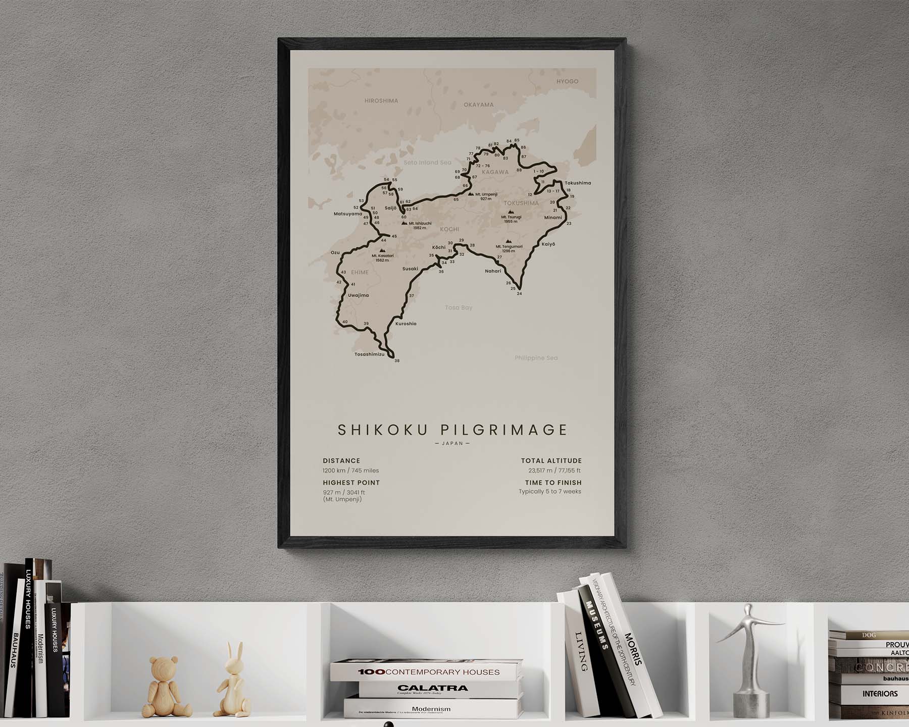 Shikoku Pilgrimage (Japan, Shikoku Henro, Kūkai, Shikoku Island) Thru Hike Wall Art in Minimal Room Decor