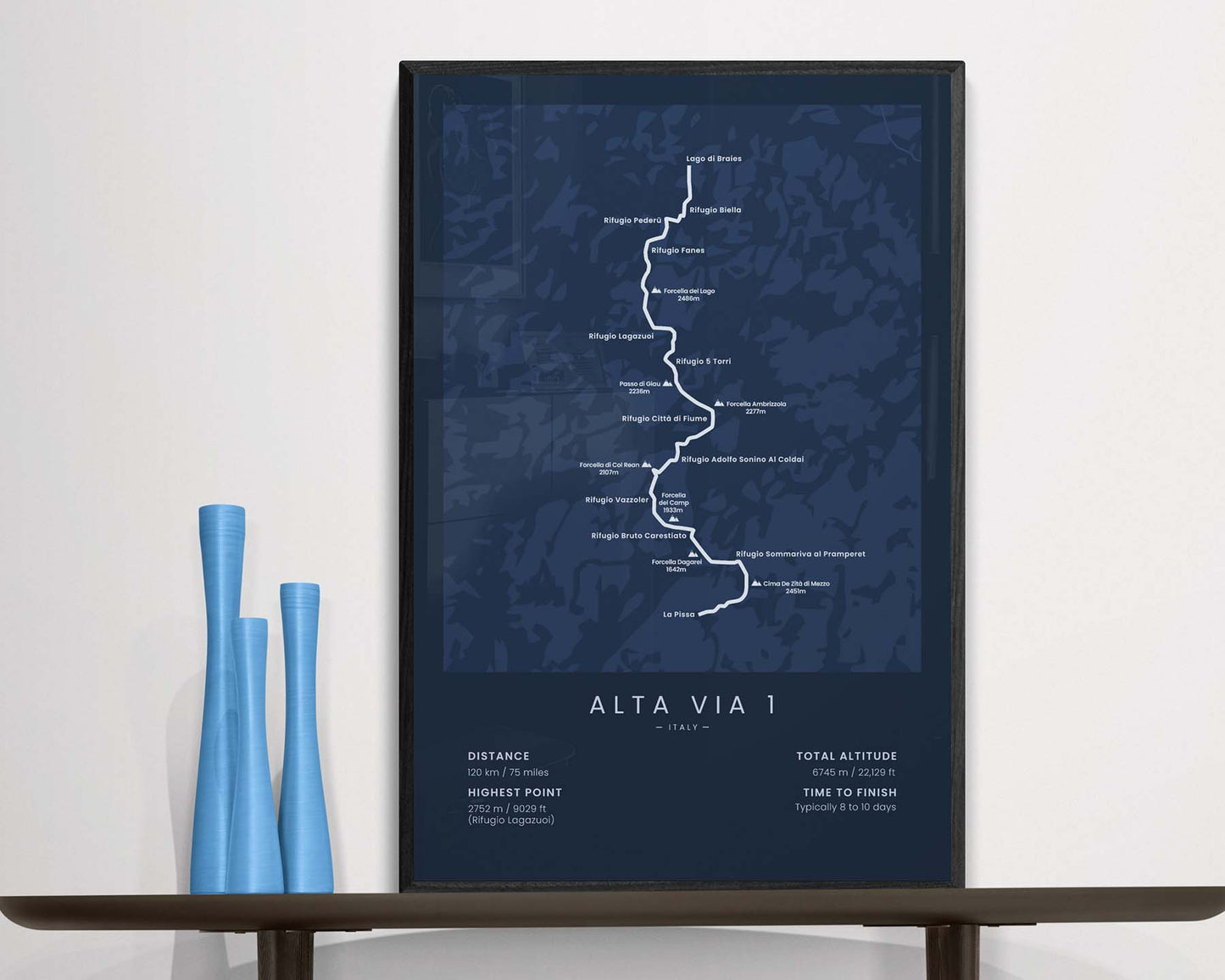 Alta Via 1 (Lago di Braies to La Pissa) Path Print in Minimal Room Decor
