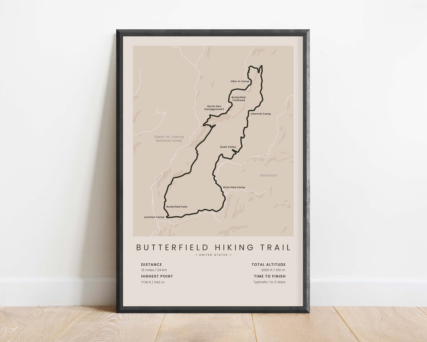 BHT (Arkansas) Route Wall Art with Beige Background