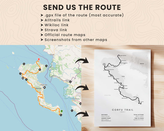 Custom hiking trail poster from GPX file, wikiloc, alltrails, or strava route