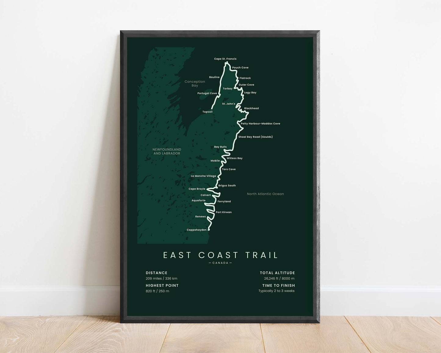 East Coast Trail (Topsail Beach to Cappahayden) Thru Hike Poster with Green Background