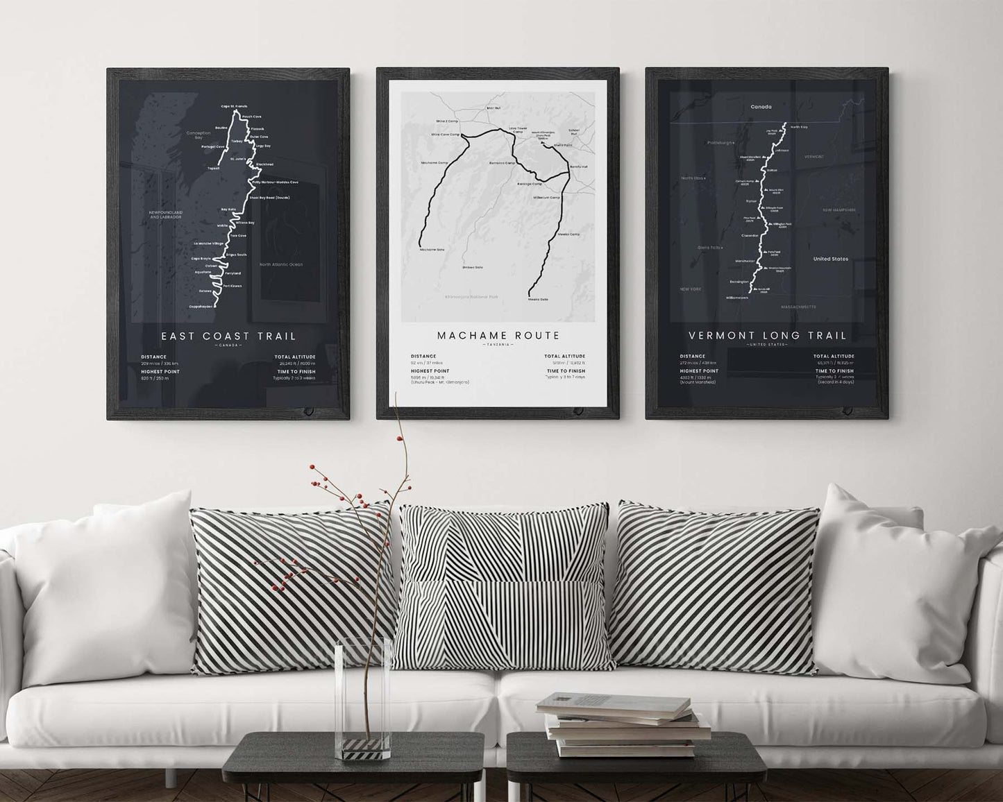 East Coast Trail (Canada) Route Wall Map in Minimal Room Decor