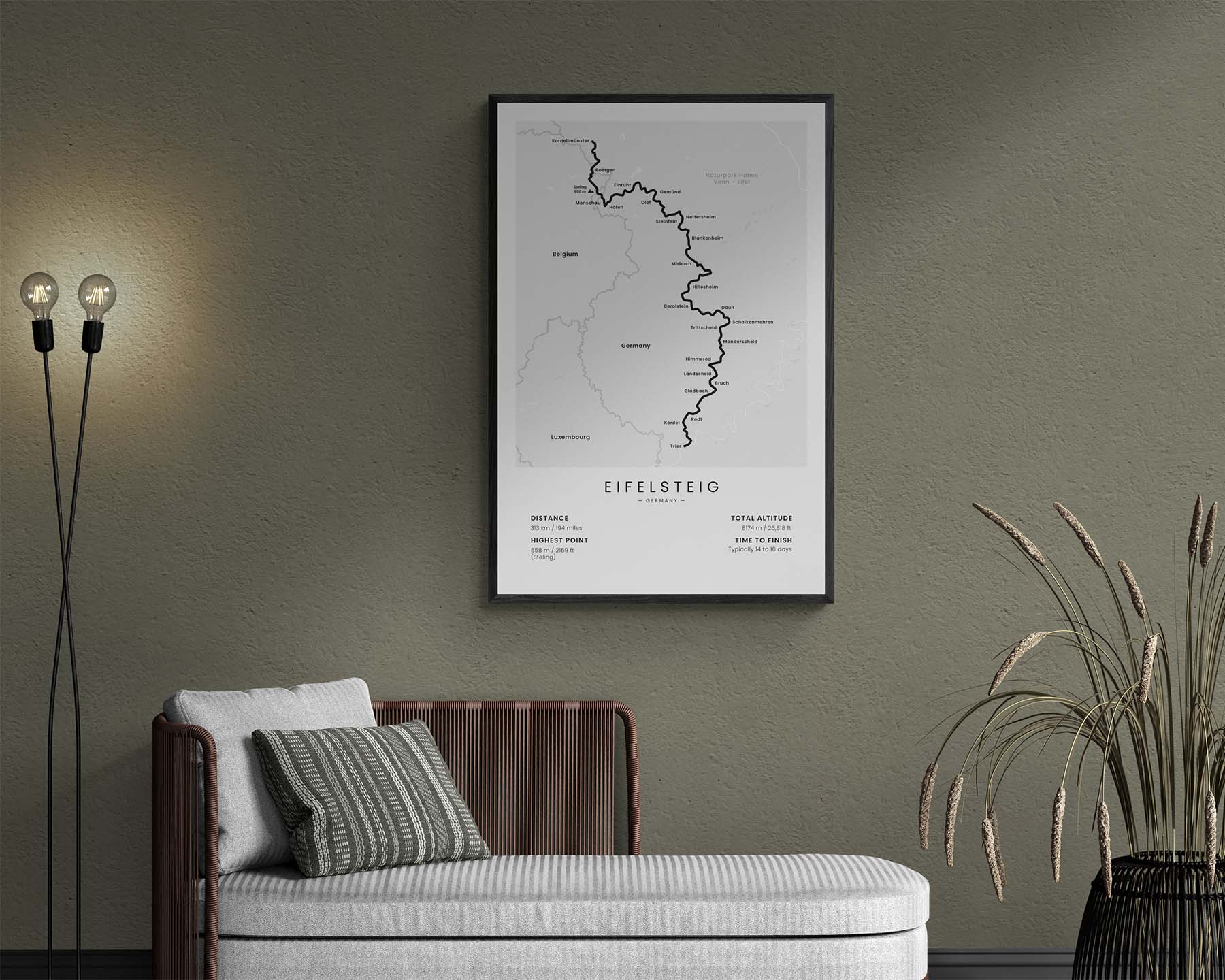 Der Eifelsteig (Germany, Eifel National Park, Aachen to Trier, Rhineland Palatinate, North Rhine-Westphalia) Thru Hike Wall Art in Minimal Room Decor