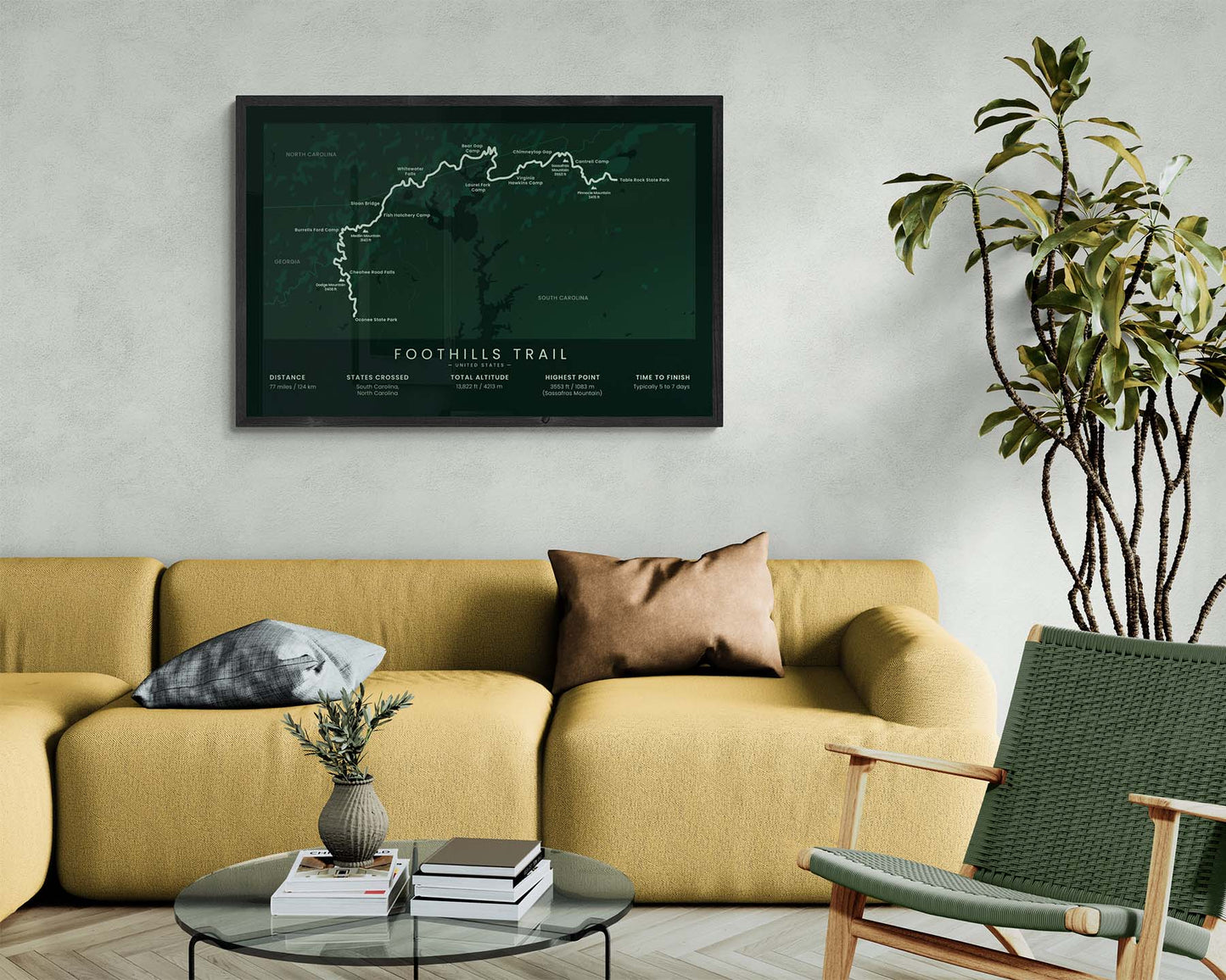 Foothills Trail (Lake Jocassee) Trail Wall Decor in Minimal Living Room Decor