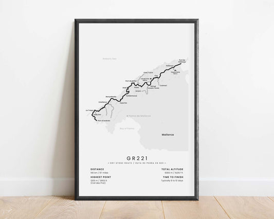 GR221 (Serra de Tramuntana) Hike Wall Art with White Background