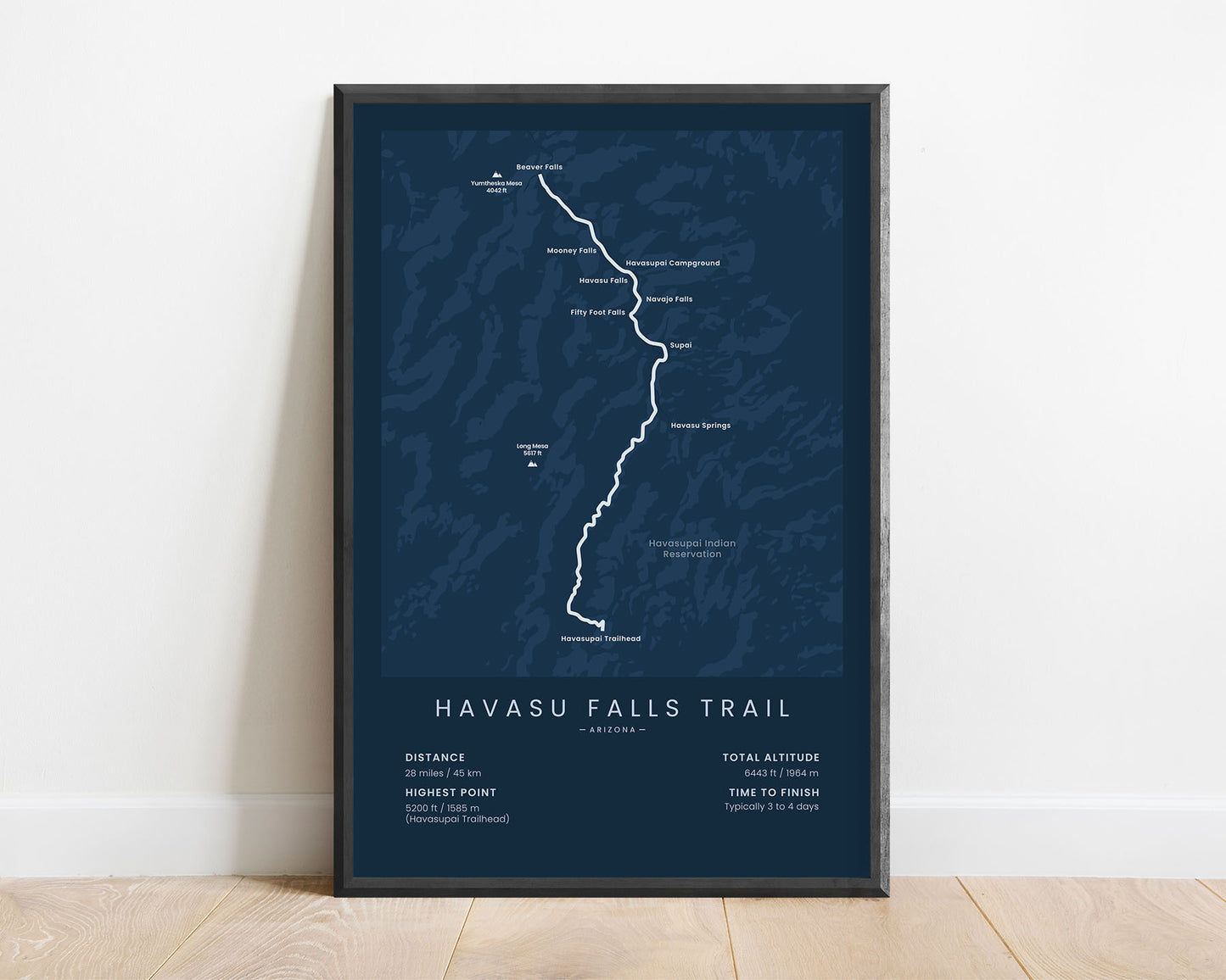 Beaver Falls (Havasu Falls) Path Wall Decor with Blue Background