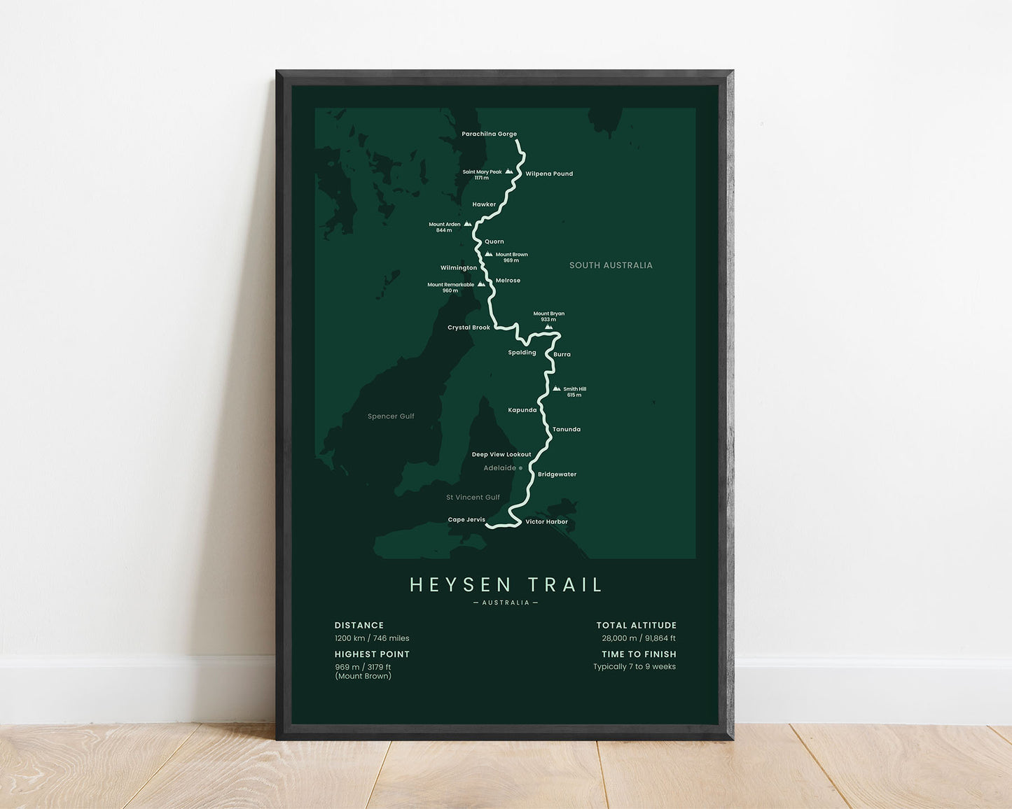 Heysen Trail (Parachilna Gorge To Cape Jervis) Path Wall Art with Green Background