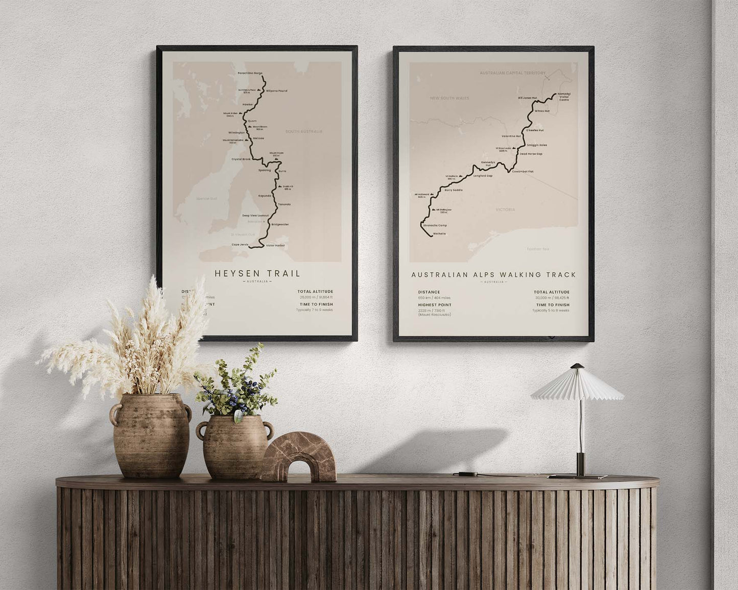Heysen Trail (South Australia) Trail Poster in Modern Interior Decor