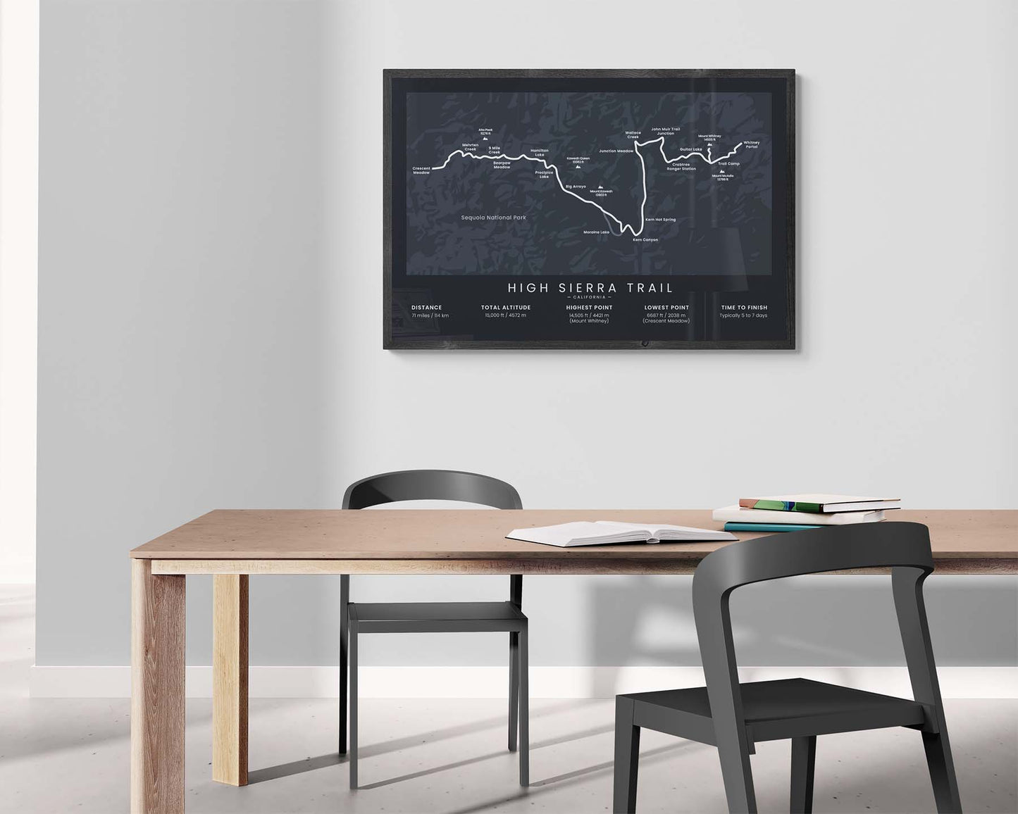 High Sierra Trail (Mount Whitney) Hike Wall Art in Minimal Room Decor