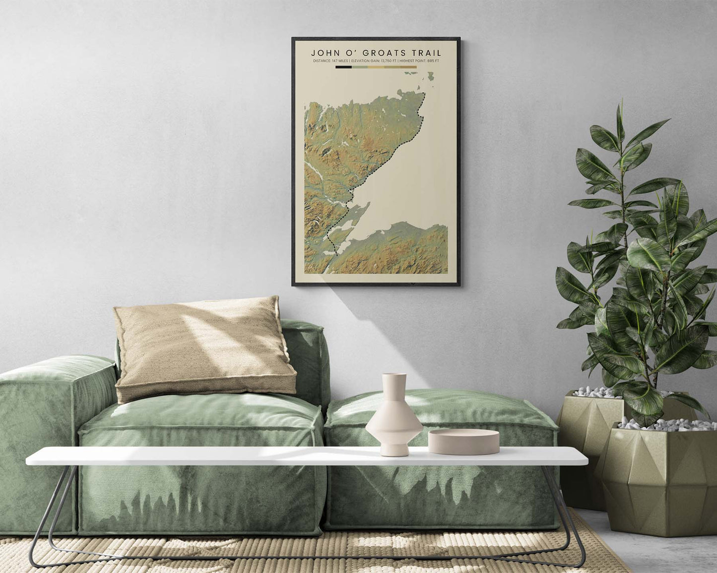 John O' Groats Trail (Inverness to John O' Groats) Trail Map in Modern Living Room Decor