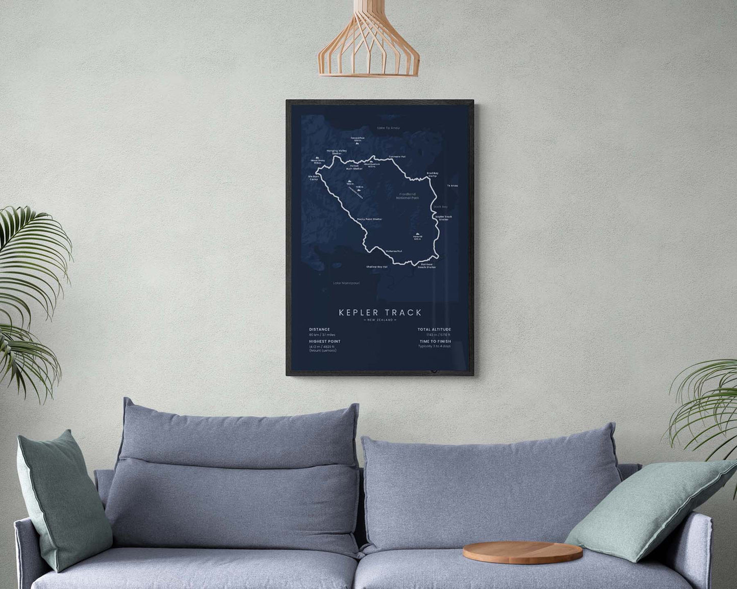 Kepler Track (Fiordland National Park) trail print in minimal room decor