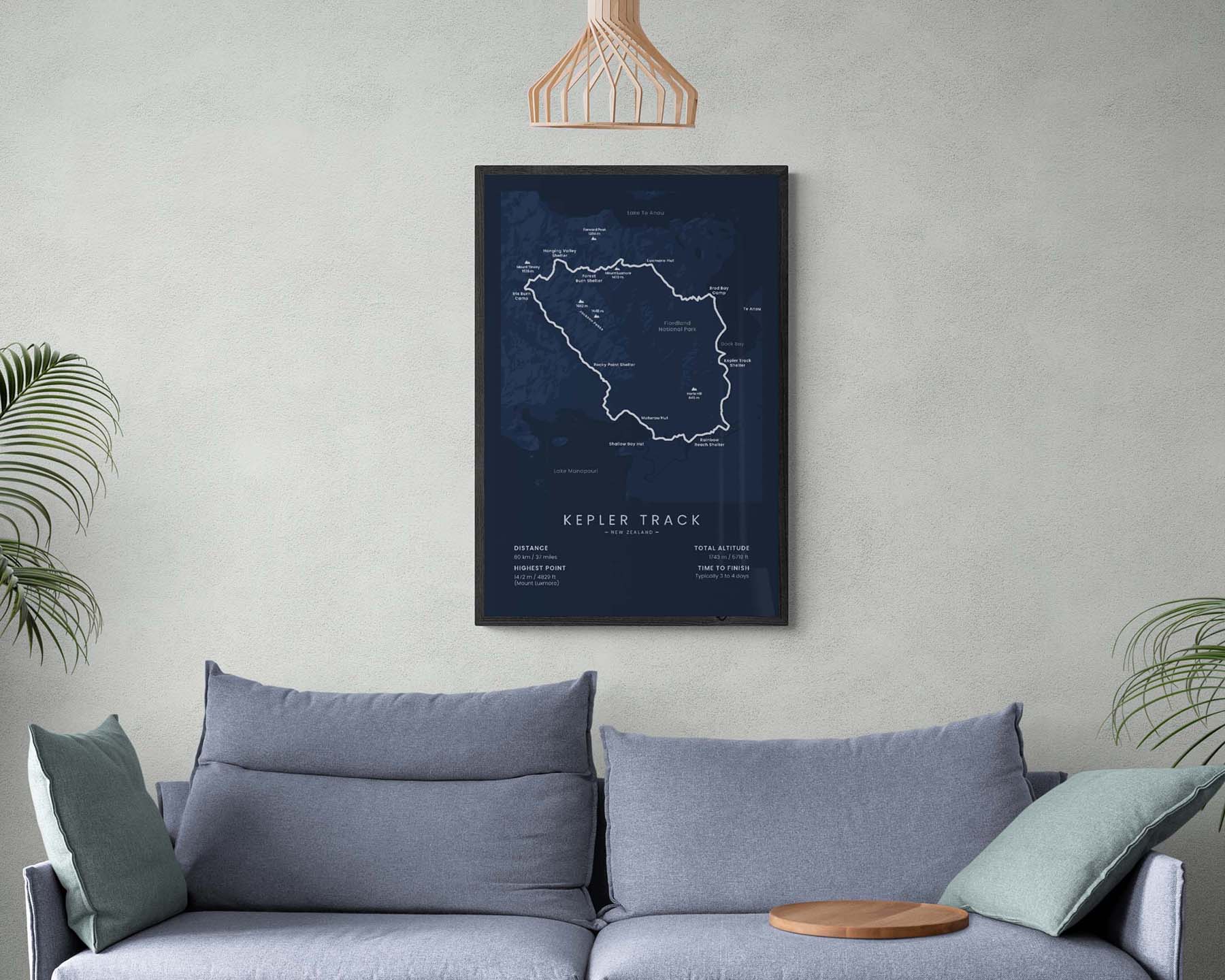 Kepler Track (Fiordland National Park) trail print in minimal room decor