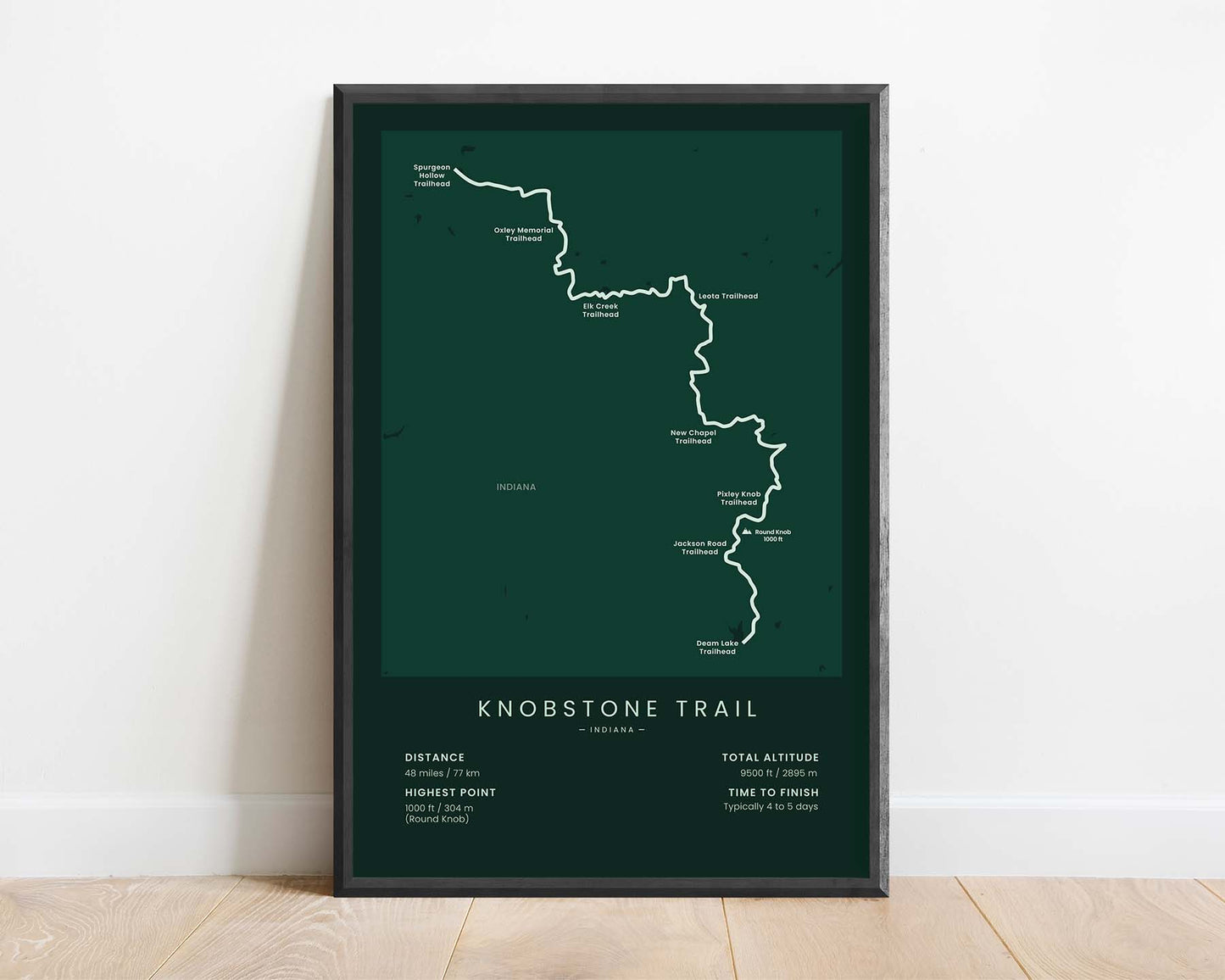 KT (United States) Track Wall Map with Green Background