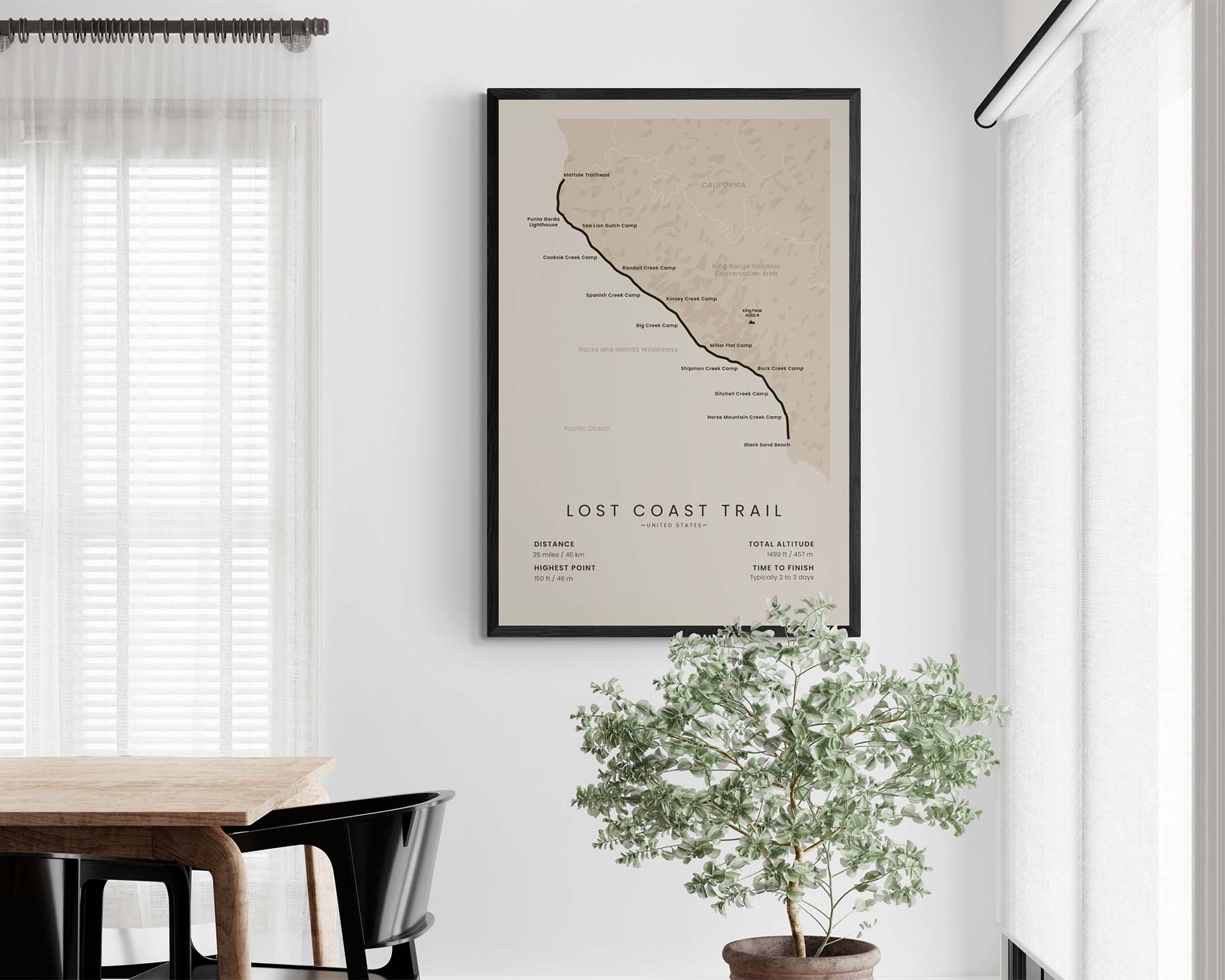Lost Coast Trail (California, United States, Mattole to Black Sand Beach, King Range Conservation Area) Hike Wall Art in Minimal Room Decor