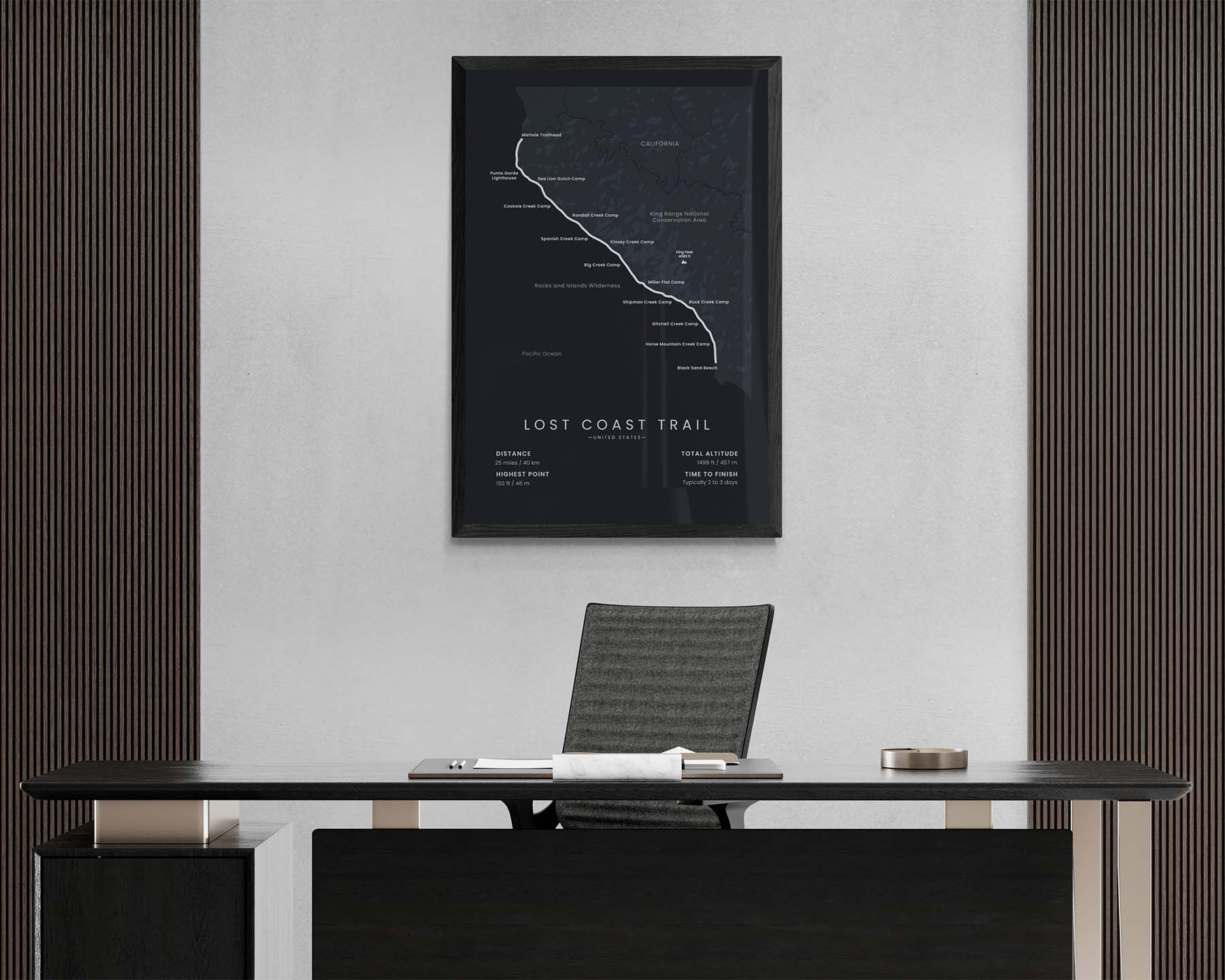 Lost Coast Trail (Mattole to Black Sand Beach, King Range Conservation Area, California, United States) Poster Print in Minimal Interior Decor