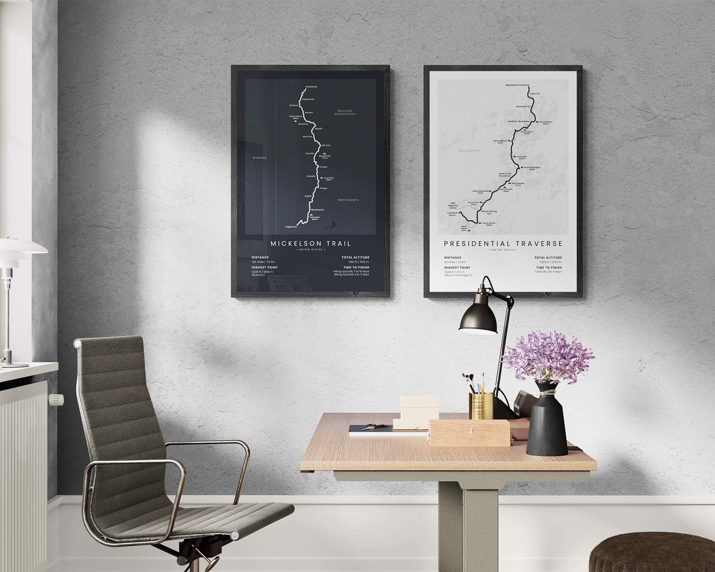 Mickelson Trail (South Dakota) Thru-Hike Art in Minimal Interior Decor