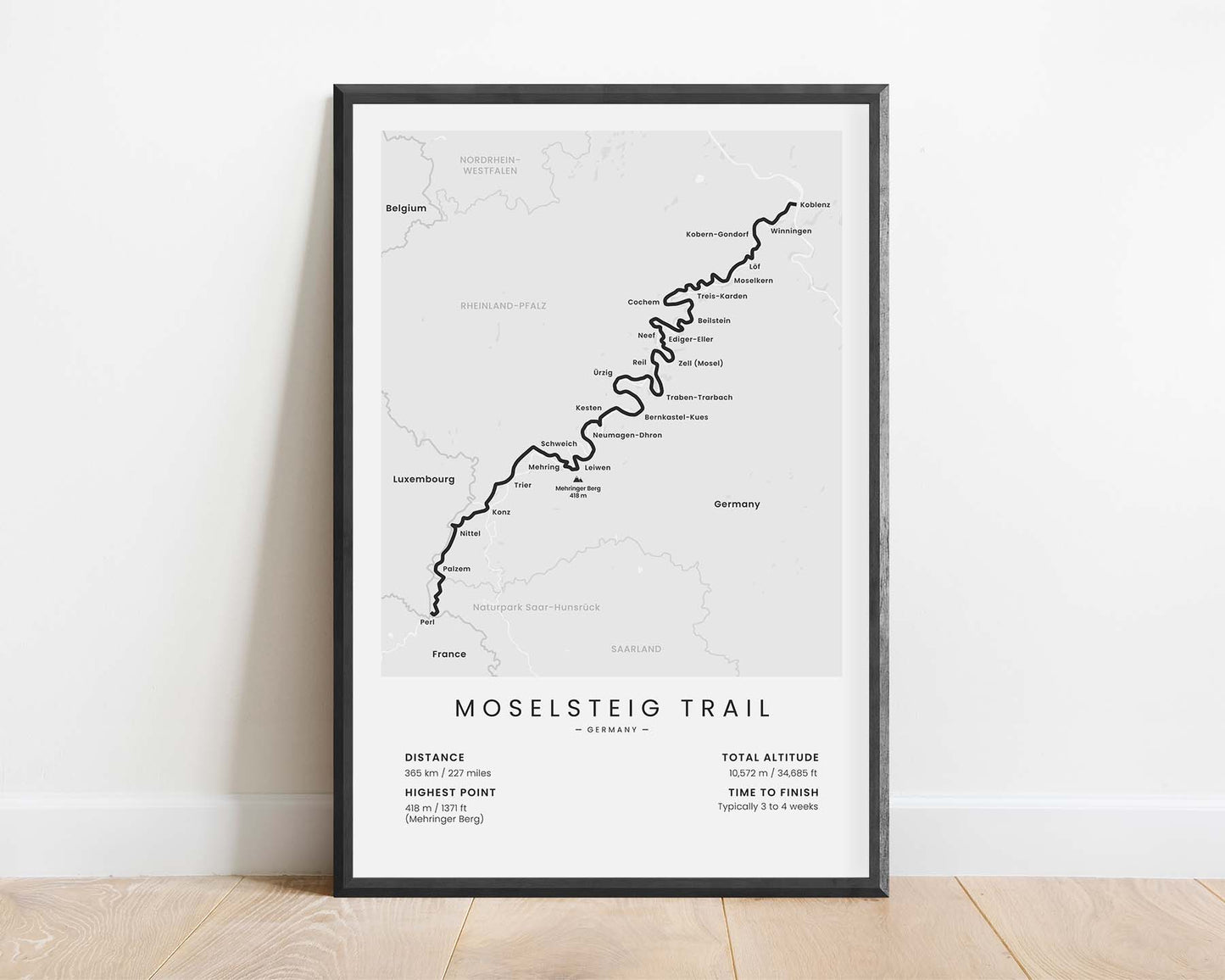 Moselsteig Trail (Germany, Koblenz to Peri) Trek Wall Art with White Background