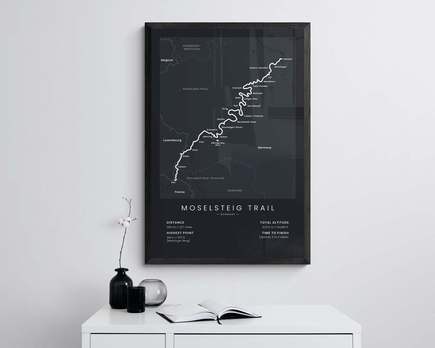 Moselsteig Trail (Koblenz to Peri, Rhineland-Palatinate) Trail Wall Art in Minimal Interior Decor