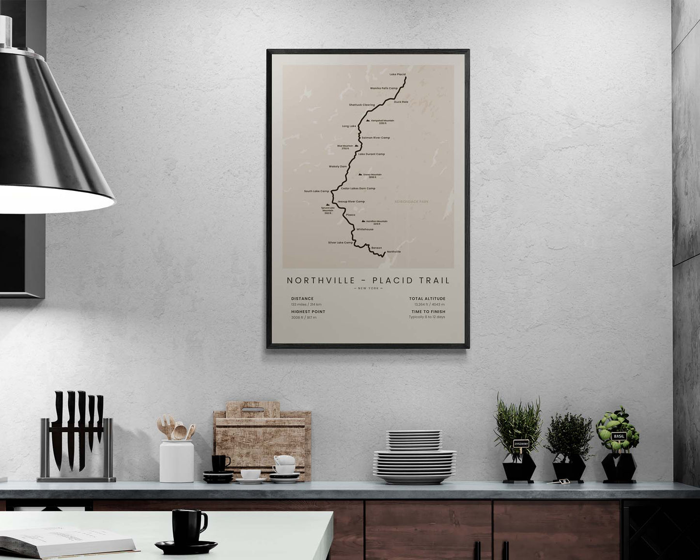 NPT (Northville to Lake Placid, Adirondack Mountains, New York, Adirondack Park, United States) Thru-Hike Wall Art in Minimal Room Decor