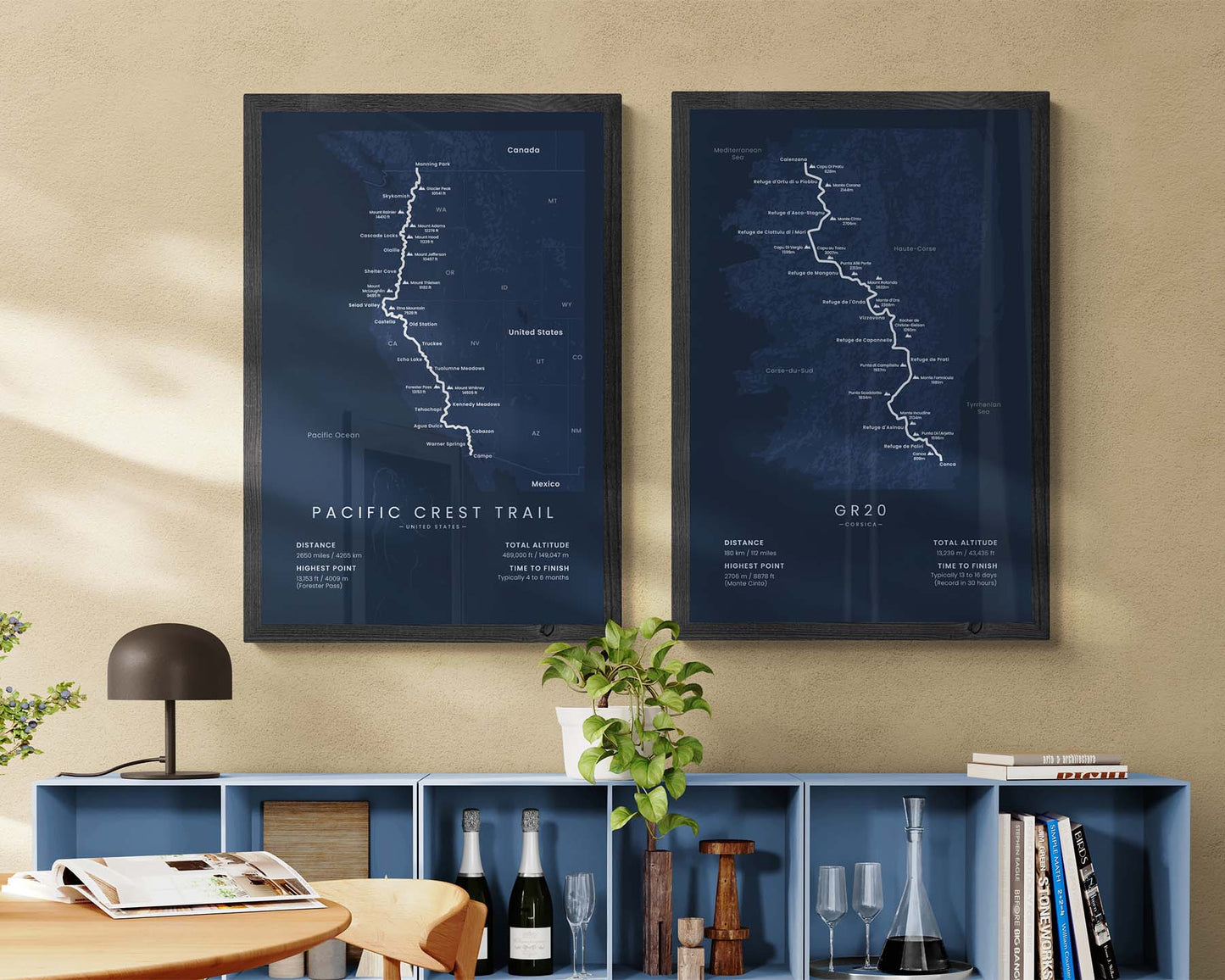 PCT (Campo to Manning Park) Thru Hike Wall Art in Minimal Room Decor