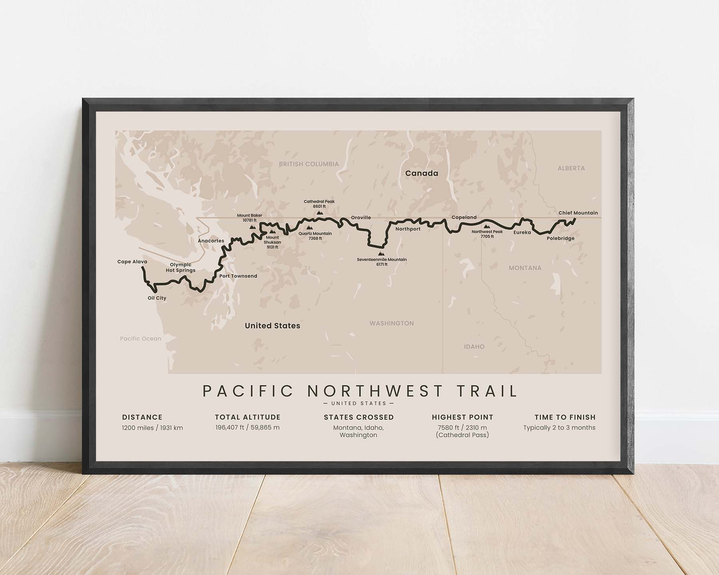 PNT (Idaho) Route Art with Beige Background