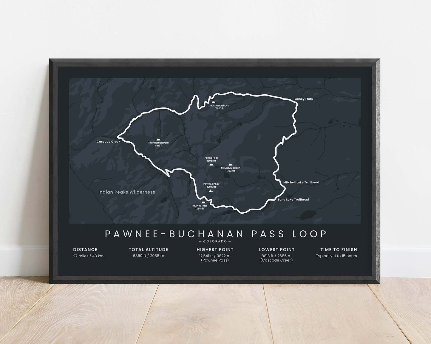 Pawnee-Buchanan Loop (United States) Track Map Art with Black Background