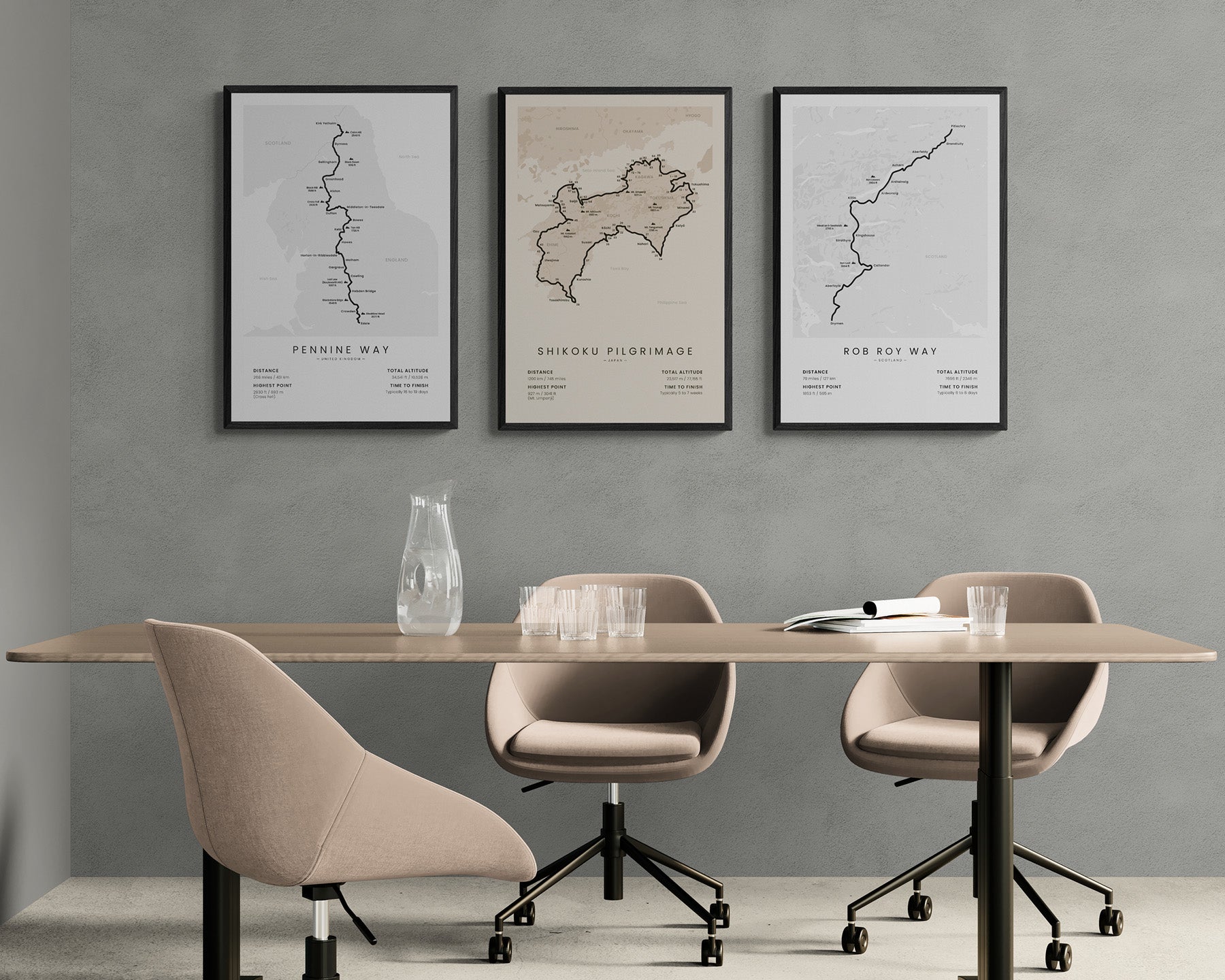 Pennine Way (Pennines Mountains) Route Wall Decor in Modern Interior Decor