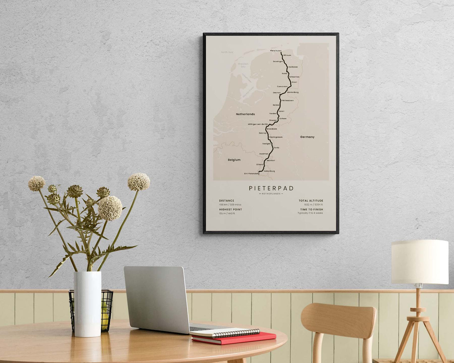 Pieter Path (Mount Saint Peter) track poster in minimal room decor