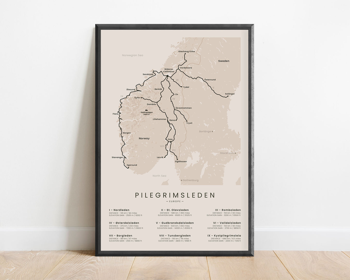 St. Olav's Way (Gudbrandsdalsleden) Hike Print with Beige Background