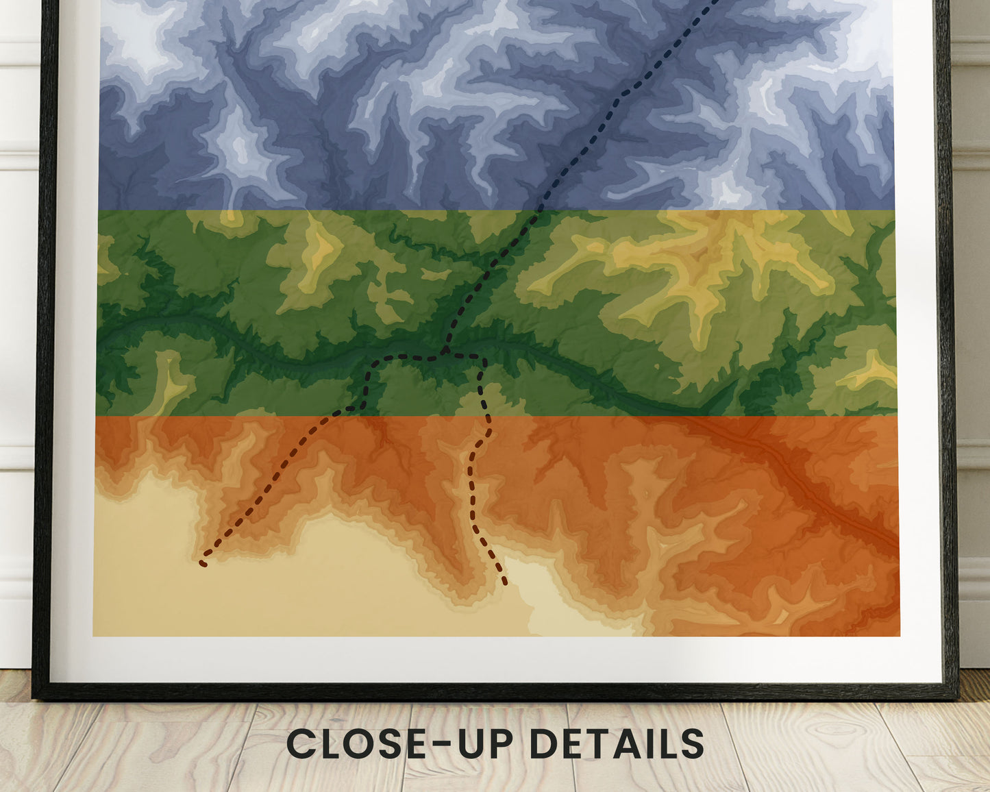 Topographic Hiking Map for Modern Interior