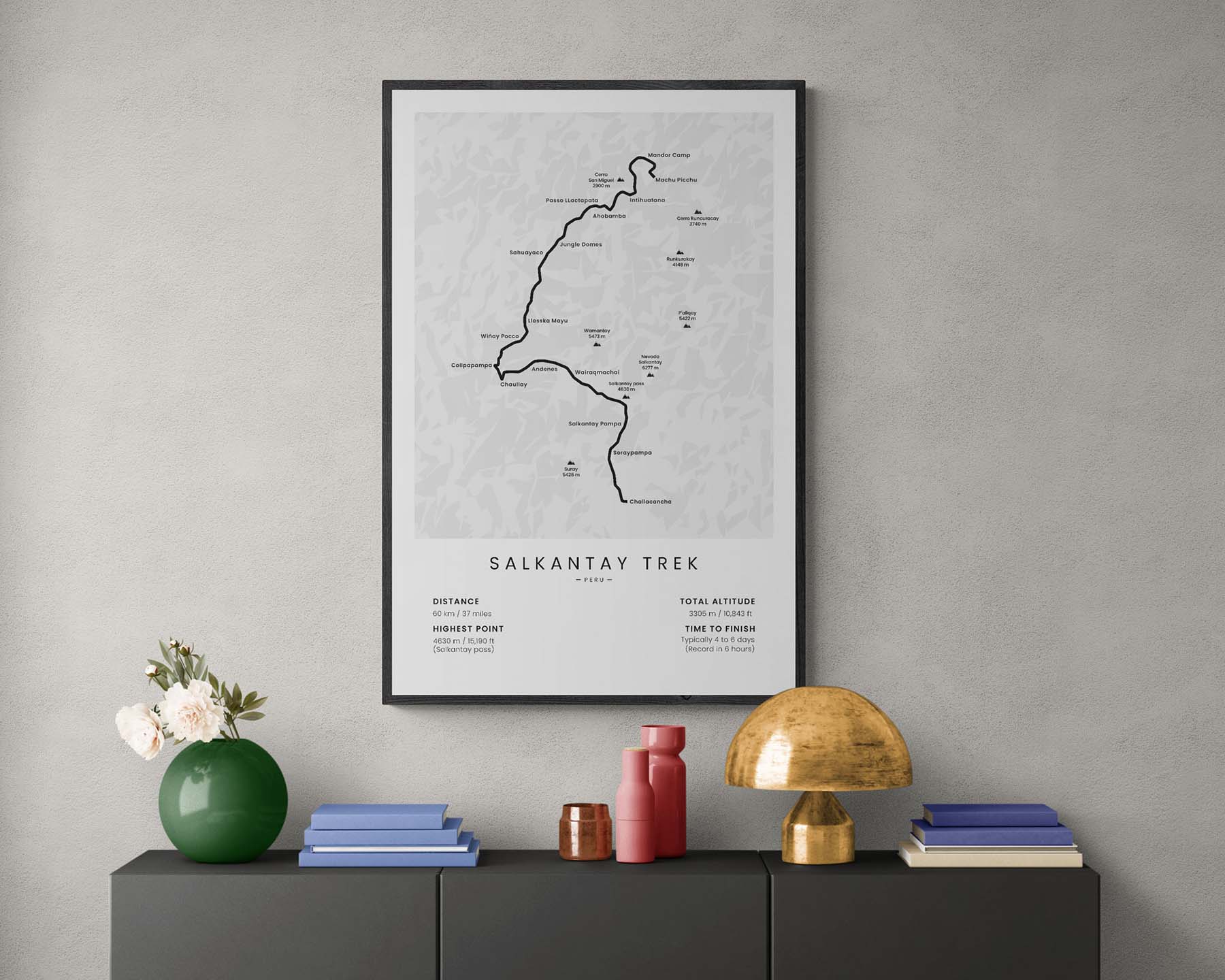 Salkantay Trek to Machu Picchu (Cusco) hike print in minimal room decor
