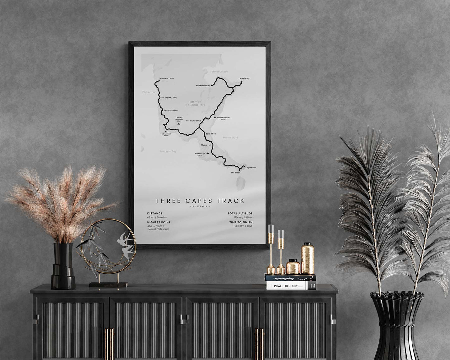 Three Capes Walk (Cape Hauy, Cape Raoul, Denmans Cove, Port Arthur Historic Site, Tasman Peninsula, Cape Pillar, Tasmania) Thru Hike Wall Art in Minimal Room Decor