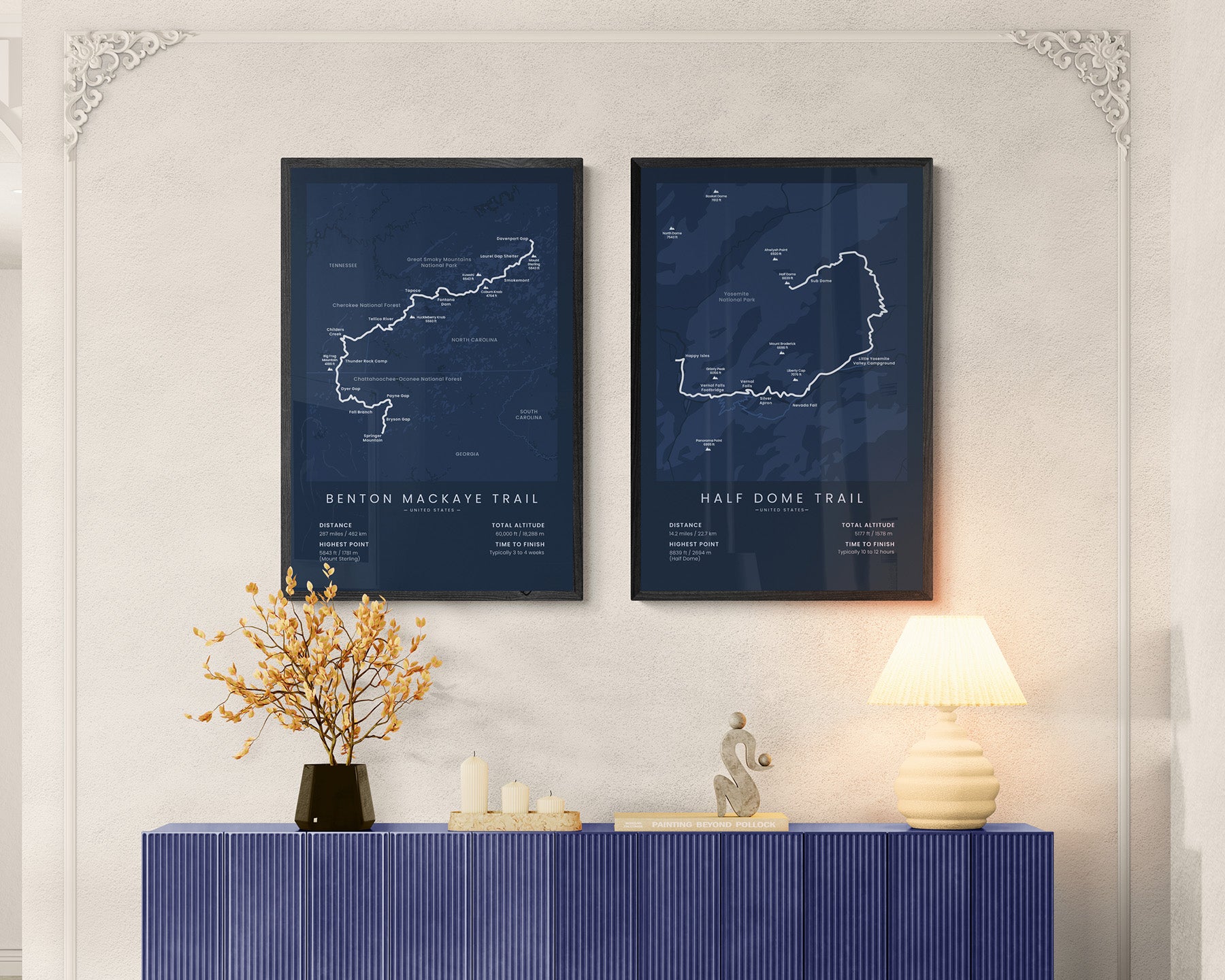 Benton MacKaye Trail (Appalachian Mountains) Route Map Art in Minimal Room Decor