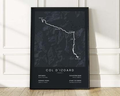 Col d’Izoard (Briançon) bicycle art print with Black Background