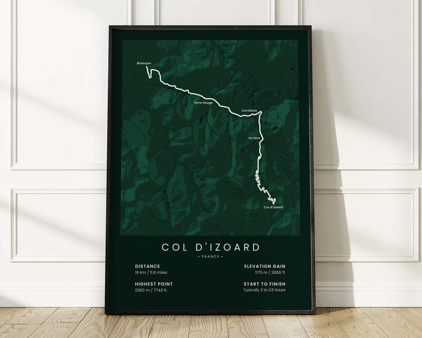 Col d’Izoard (France) cycling poster wall decor with Green Background