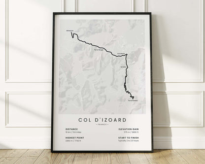 Col d’Izoard (Casse Déserte) cycling climb wall art with White Background