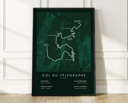 Col du Télégraphe (Saint-Michel-de-Maurienne) cycling poster wall decor with Green Background