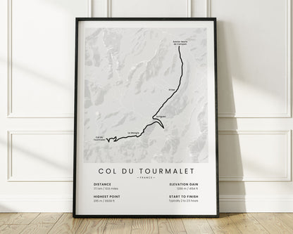 Col du Tourmalet (Sainte-Marie de Campan) cycling climb wall art with White Background