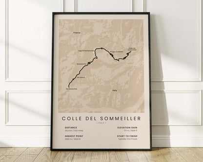 Colle del Sommeiller (Giro d’Italia) cycling climb wall decor with Beige Background