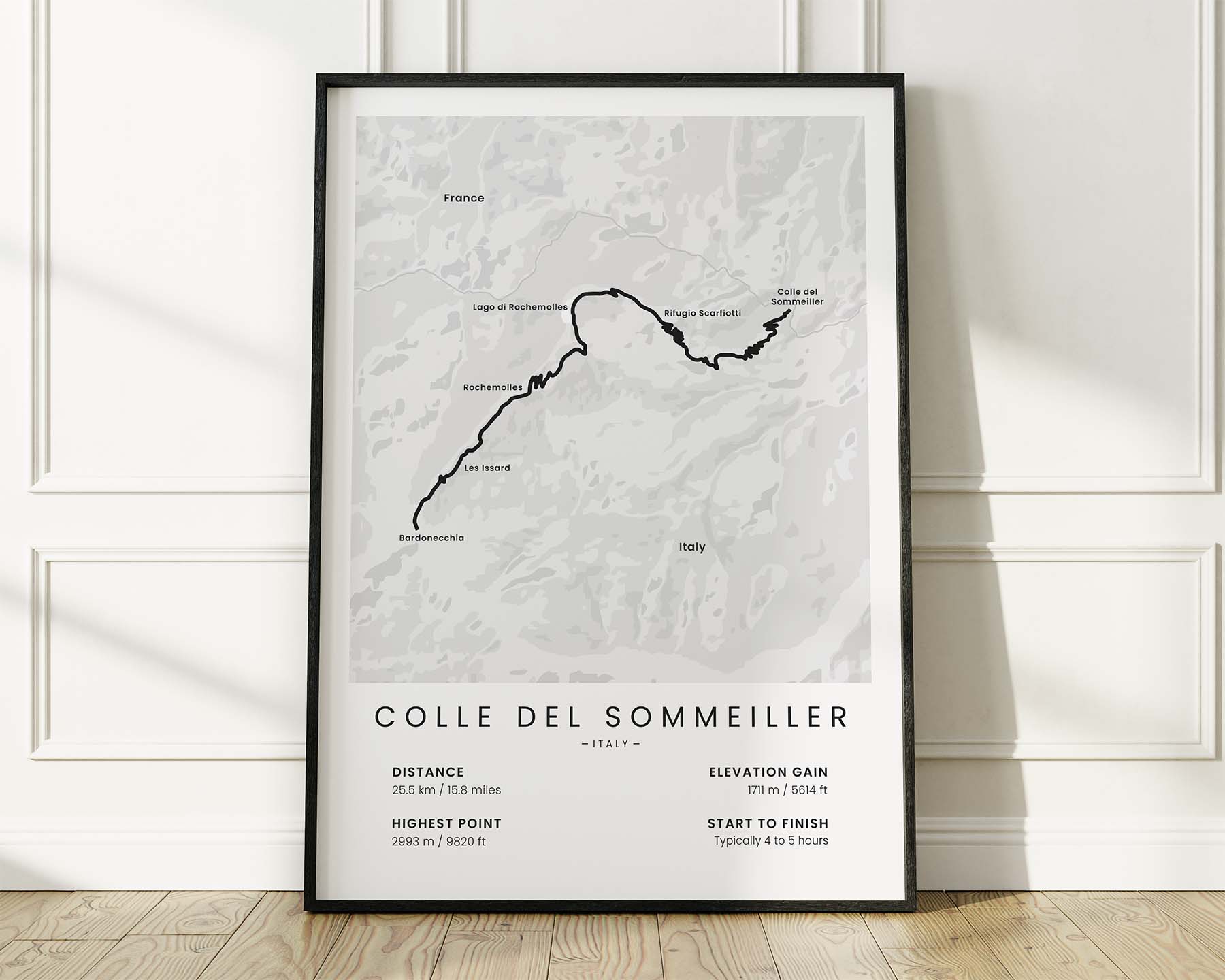 Colle del Sommeiller (Rifugio Scarfiotti) bicycle art map art with White Background