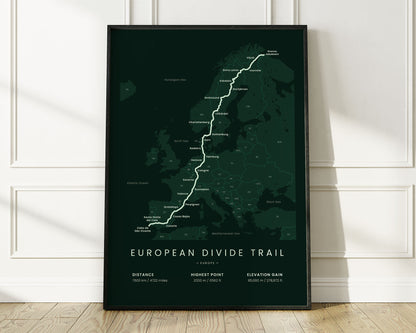 European Divide Trail (Germany) cycling poster wall decor with Green Background