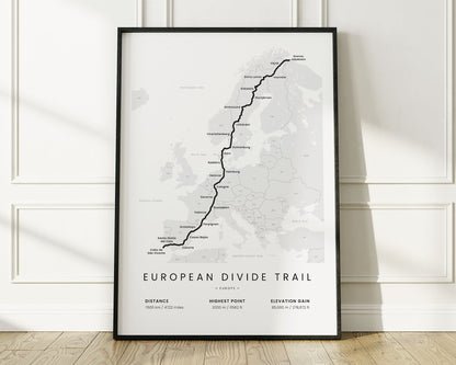 European Divide Trail (Norway) bikepacking wall art with White Background